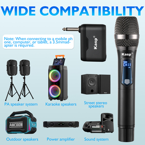 Kasp G11B 2.4G microfoni palmari dinamici Wireless in metallo XLR ricevitore ricaricabile sistema Plug-and-Play fase Karaoke personalizzato - Product Image 6