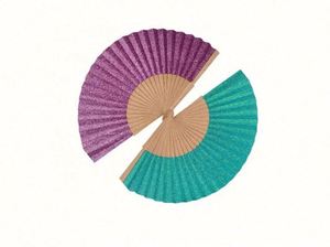 Nouveau style, éventail en bois brillant en polyester et coton, couleur unie, 23 cm, promotion pour fêtes - Product Image 4