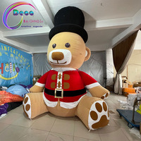 Décoration de Noël gonflable mignon ours gonflable en peluche marron ours géant gonflable de père noël avec chapeau noir