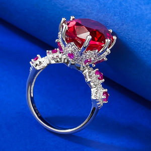Nuevo juego <span class=keywords><strong>de</strong></span> anillos <span class=keywords><strong>de</strong></span> lujo rojo <span class=keywords><strong>sangre</strong></span> 12*16mm, anillo <span class=keywords><strong>de</strong></span> plata 925 <span class=keywords><strong>de</strong></span> diseño personalizado <span class=keywords><strong>de</strong></span> diamante <span class=keywords><strong>de</strong></span> alto carbono - Product Image 4