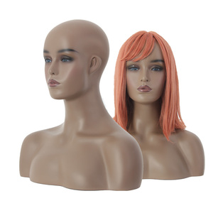 Personnalisé en fibre <span class=keywords><strong>de</strong></span> verre réaliste mannequin <span class=keywords><strong>tête</strong></span> <span class=keywords><strong>buste</strong></span> perruque headblack <span class=keywords><strong>femme</strong></span> mannequin <span class=keywords><strong>tête</strong></span> brun mannequin - Product Image 1