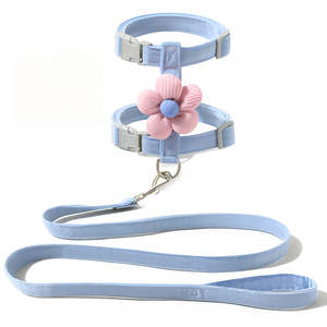 Set tali kerah hewan peliharaan mewah tali traksi nilon dengan pita elegan pribadi 1.2m <span class=keywords><strong>Harness</strong></span> kucing berjalan untuk anjing kecil - Product Image 2