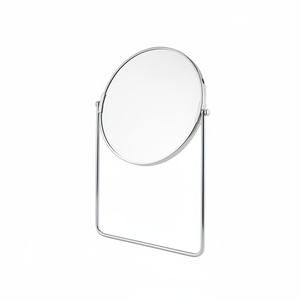 Specchio di vanità con bordo rotondo in metallo da 9 pollici con supporto per uso domestico e personale - Product Image 2