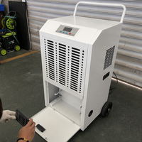 Déshumidificateur commercial portable 138L/D avec grandes roues, poignée de poussée et double drainage pour sous-sol, usine, atelier