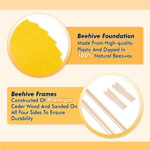 Deep Brood Bee Frames 10 Pack Yellow 9-1/8-Inch Food Grade Beeswax <b>Foundations</b> 100% Animal Husbandry Equipment New Condition - Product Image 2