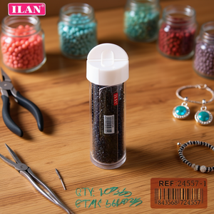 Ilan Abalorio Perline nere da 4 mm per la creazione di gioielli artigianali, 12 pezzi per tubo - Product Image 2