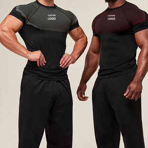 Maglietta Sportiva OEM a Maniche Corte per Allenamento, Fitness, Traspirante, Compressiva, Altamente Elastica, da <span class=keywords><strong>Palestra</strong></span> e Corsa per <span class=keywords><strong>Uomo</strong></span> - Product Image 3