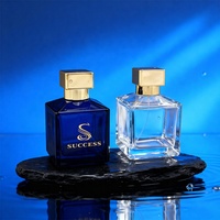 Flacon pulvérisateur de parfum à brume fine, flacon en verre bleu mat de luxe, estampage à chaud carré, sérum pour le soin de la peau