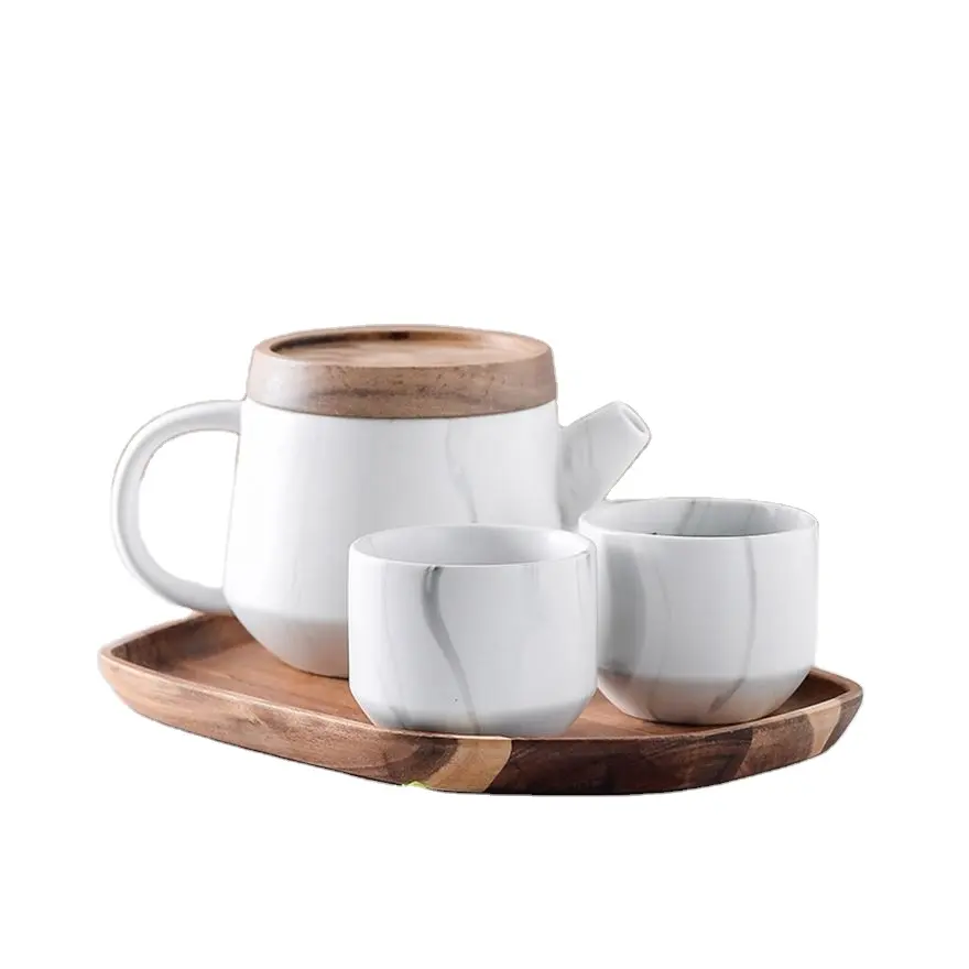 2024 Schlussverkauf neues Design nordische Keramik-Kaffeebecher mit Teekanne Teeset Marmor Serie Teeset