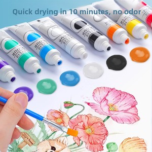 12ml DIY Peinture <span class=keywords><strong>Acrylique</strong></span> Set 12 Tube Souple Aquarelle <span class=keywords><strong>Gouache</strong></span> Couleurs EN71 Certifié pour Toile et Verre Peinture - Product Image 3