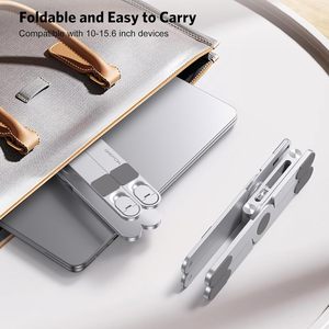 Soporte para portátil con ángulos de altura ajustables ergonómicos, elevador de portátil plegable giratorio de 360 pulgadas para escritorio, soporte plegable para portátil - Product Image 6