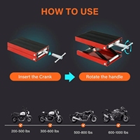 Cric hydraulique à ciseaux pour moto, VTT, scooter, capacité 1100 lbs, table élévatrice pour atelier et garage