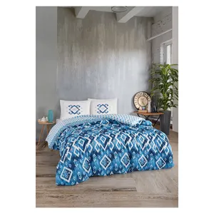 Parure de lit double en coton tissé uni Karden Flower Pamela sans drap, bleu, 2 taies d'oreiller, vente en gros, literie d'hôtel, chambre à coucher - Product Image 2