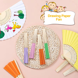 Ventaglio Pieghevole Promozionale in Carta con Manico in Bambù, Ventaglio Pieghevole per Bambini per Dipingere e Disegnare, Ventaglio Pieghevole per Feste Danzanti Estive - Product Image 4