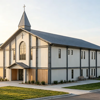 Structure en acier pour église modulaire PEB résistante aux intempéries et à longue durée de vie, pour lieu de culte communautaire