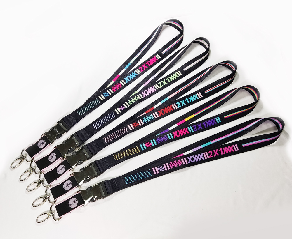 Half Metal Buckle Personalized Woven Logo 25 mm Width Satin Polyester Custom Lanyards with logo Sublimation Image 3