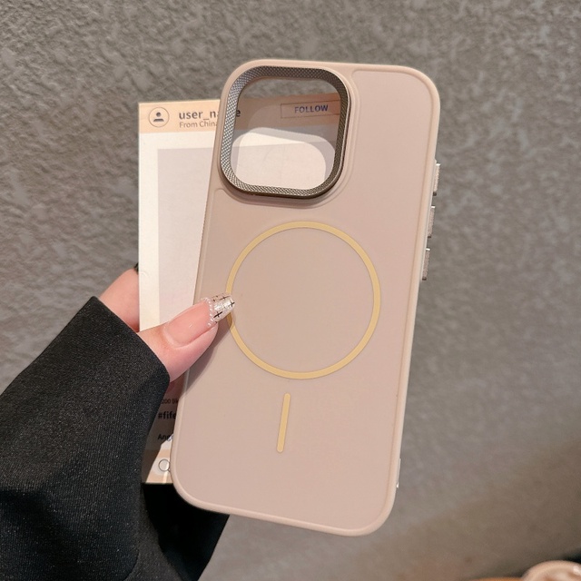 New Matte Magnetic Mobile Phone Case for iPhone 13 14 15 16 Pro Max Plus Wireless Charging Metal Camera Frame Shockproof Cover