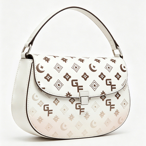 Bolso de Hombro Tipo Saddle de PU Blanco para Mujer, con Estampado Floral y Cierre de Solapa - Product Image 4
