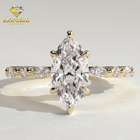 4CT Markiz Pırlanta Yüzük Moda Kadın Takısı 14 Ayar Som Altın İşlemeli Markiz DEF VVS Laboratuvar Pırlantası Nişan Alyansı