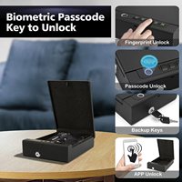 Caja Fuerte para Armas Portátil de Alta Seguridad, Control por Aplicación Tuya, Contraseña, Huella Dactilar Biométrica, Llave, Acero Laminado en Frío