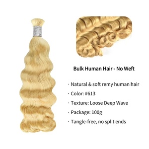 Capelli Umani per Intrecciare, Ondulati Profondi Sciolti, 100g Senza Trama, per Trecce Boho, Extension di Capelli Remy Brasiliani - Product Image 3