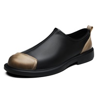 Mocassins en cuir véritable à bout rond pour homme, chaussures décontractées pour affaires