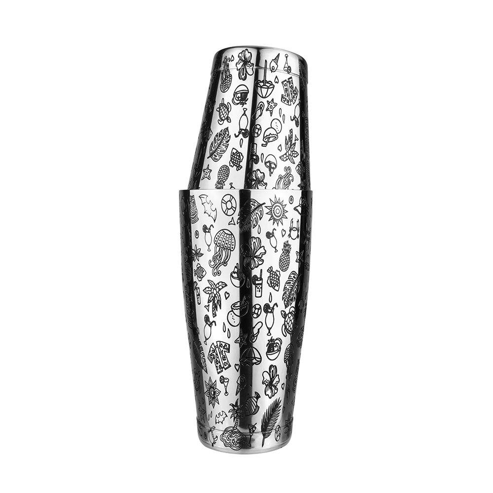 สลักลายสีเงิน + เติมสีดำ