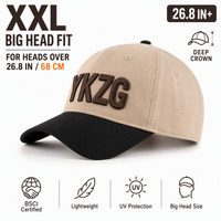 Casquette de baseball extra large XXL pour têtes profondes 68 cm, en sergé 100% coton, avec logo personnalisé YKZG, vente en gros pour hommes
