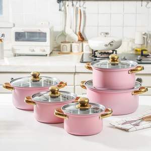 モダンな10個ステンレス鋼ポット & パンセットW/ゴールドハンドルスープポット & ミルクキャセロールキッチン調理器具 - Product Image 6