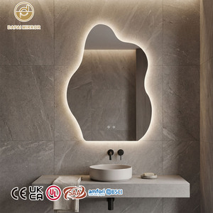 <span class=keywords><strong>Miroir</strong></span> <span class=keywords><strong>de</strong></span> <span class=keywords><strong>salle</strong></span> <span class=keywords><strong>de</strong></span> <span class=keywords><strong>bain</strong></span> <span class=keywords><strong>asymétrique</strong></span> à LED éclairé, 3 couleurs et à intensité variable, avec éclairage, cadre irrégulier personnalisé, sans cadre, fabrication OEM ODM - Product Image 1