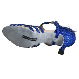 Customized <strong>Royal</strong> Shiny Glitter Latin Heels Dance Shoes Soft Suede Sole Evening Party Sandals Crystals - Product Image 4