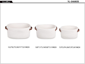 Da xử lý giỏ quà <span class=keywords><strong>HANDMADE</strong></span> bông sợi dây dệt giỏ giặt Giỏ quần áo đồ chơi trang trí nhà sản phẩm tùy biến - Product Image 2