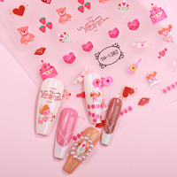 Autocollants pour ongles autocollants Saint-Valentin Rose Cœur Amour Fleur Étoile Décorations de manucure