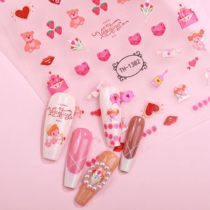 עצמי מחוון מדבקות יום ציפורן decals ורדים אהבה פרח לב כוכב מניקור קישוט - Product Image 2