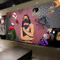 Latar Belakang Grafiti yang Dilukis Tangan Gaya Hipster Mural Industri Toko Pakaian Studio Senam Studio Tari Hip-hop Wallpaper Tari Jalanan