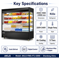 Vitrine réfrigérée commerciale à 5 niveaux, ouverte sur le devant, à refroidissement par air, avec dégivrage automatique, pour fruits, légumes, lait et boissons, pour supermarché