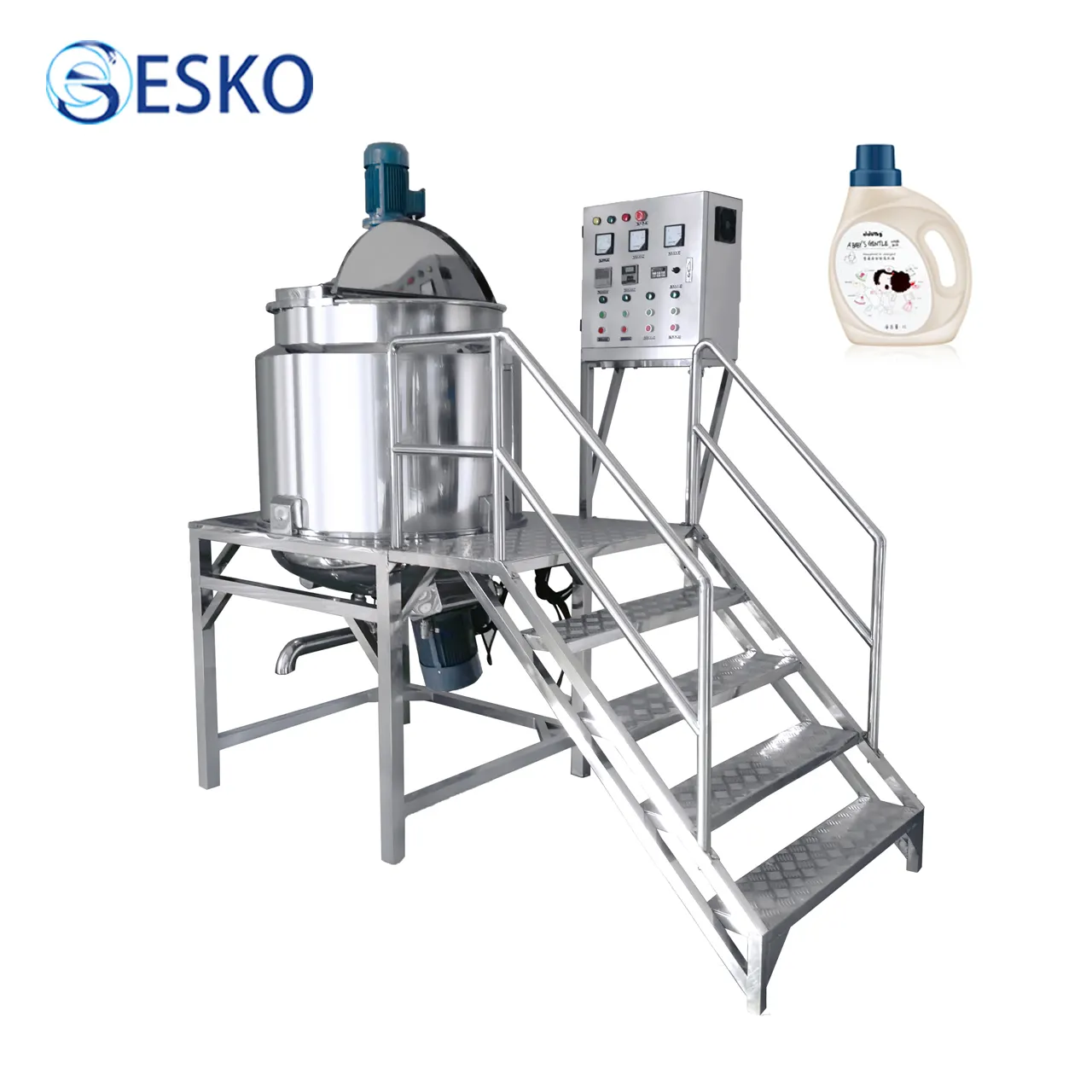 Esko Vloeibare Afwasmiddel Zeep Maken Machine Haar Shampoo Mixer Tank Lotion Mixer Cosmetische Machine