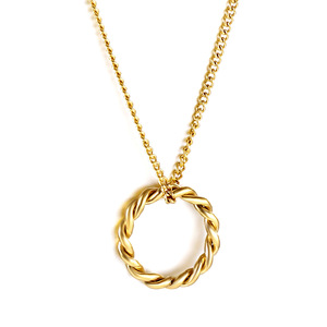 Collar con colgante circular trenzado en oro de Ason Jewelry, diseño geométrico minimalista de acero inoxidable para mujer, ideal para regalo. - Product Image 5