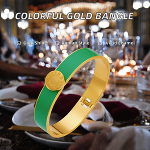 Bracelet à breloques en chiffres romains de 17 cm en acier inoxydable plaqué or 18 carats, bijoux de mode WDS, vente chaude, émail coloré pour femmes - Product Image 2