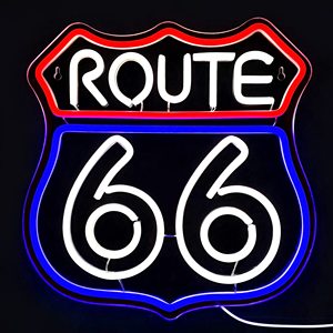 ป้ายไฟนีออน LED วินเทจ Route 66 ปรับแต่งได้ ป้ายทางหลวงคลาสสิกสำหรับตกแต่งผับ บ้าน บาร์ สำนักงาน และร้านค้าปลีก - Product Image 3