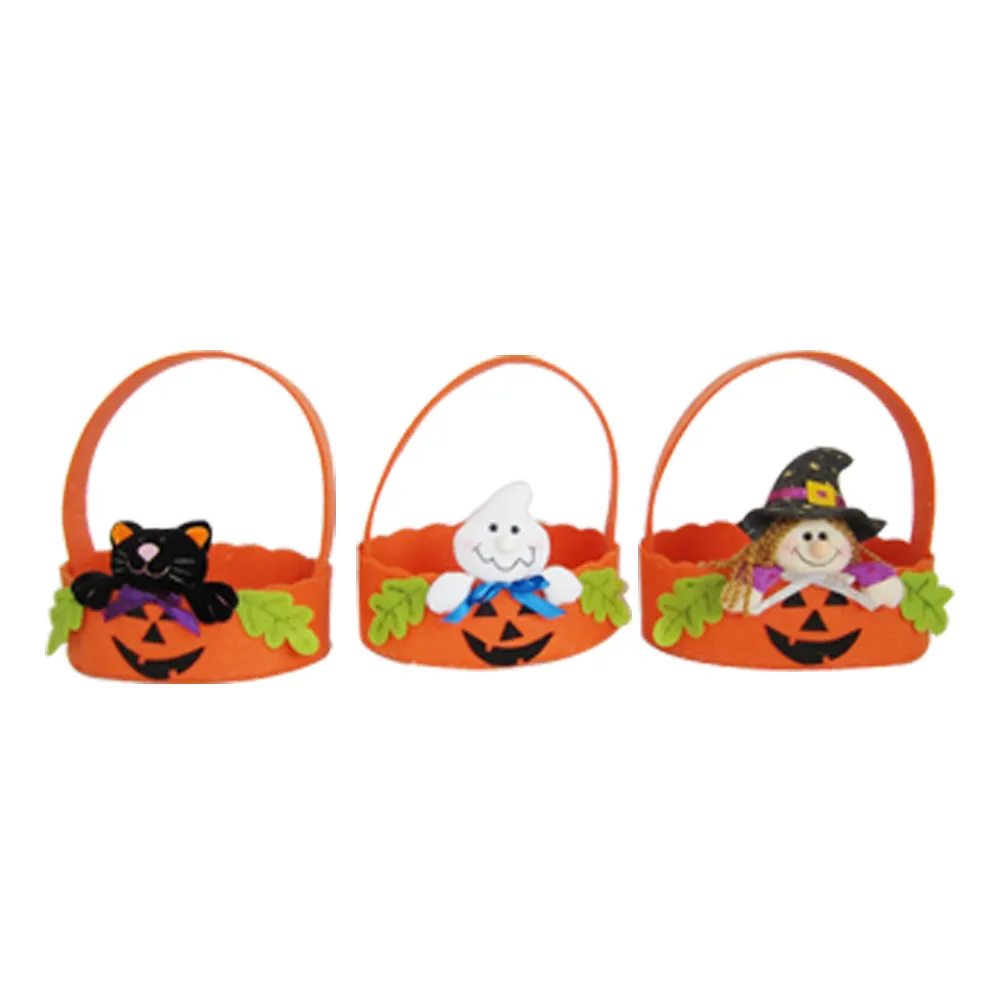 gift for kids wholesale felt halloween trick or treat candy basket customized halloween decorations