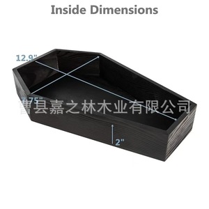 Bandeja de madera con forma de ataúd para Halloween, caja de almacenamiento decorativa rectangular negra para uso en interiores - Product Image 4