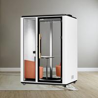 Cabine de bureau insonorisée moderne en aluminium durable avec éclairage LED réglable, design mobile, idéale pour salon ou bureau