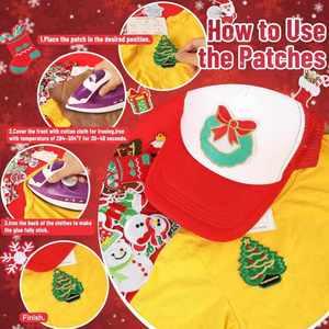 Wholesale Custom Merry Christmas <b>Patch</b> Gingerbread Grinchy Santa Christmas Tree Heat Transfer Sequin Iron on Chenille <b>Patches</b> - Product Image 3