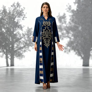 Abaya élégante en polyester patchwork de luxe sur mesure pour femmes musulmanes, fournisseur en gros - Product Image 3