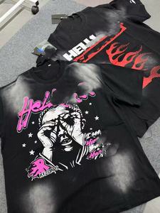 Thương Hiệu Chất Lượng Cao Áo Thun 100% Cotton Hip Hop Quá Khổ Cổ Điển TEE T-Shirts Axit Rửa In Đồ Họa Địa Ngục Sao T Áo Sơ Mi Cho Nam Giới - Product Image 2
