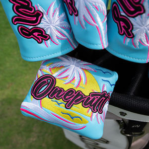 Hot Selling Golf Mallet Putter <b>Head</b> <b>Cover</b> Embroidery Blue Coconut Tree Golf Mallet Putter <b>Head</b> <b>Cover</b> - Product Image 4