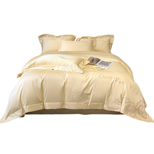 Set di Quattro Pezzi in Raso Ricamato di Alta Qualità Stile Europeo 300tc, Misura King, Puro Cotone Ecologico Personalizzabile - Product Image 4