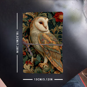 Cuaderno Vintage A6 hecho a mano con cierre de corbata, 80 hojas, regalo perfecto para planificar Notas de reuniones con flores de búho Granero, hojas Berr - Product Image 6