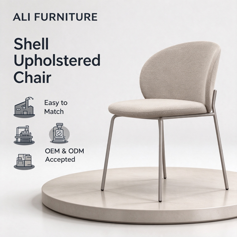 Modern Shell Armless Upholstered Dining Chair Fabric Padded Leisure ...